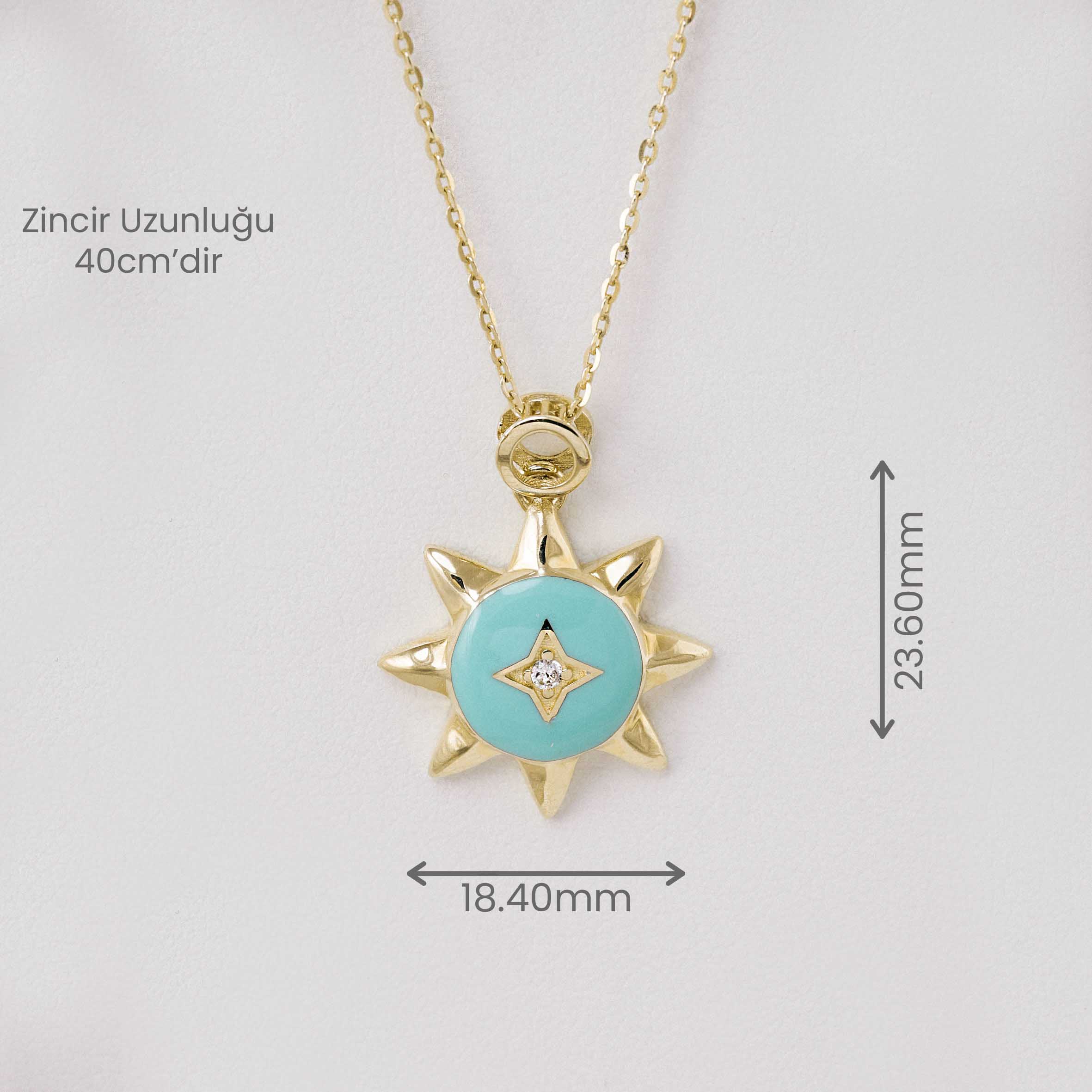 14 Ayar Mineli Güneş Kolye