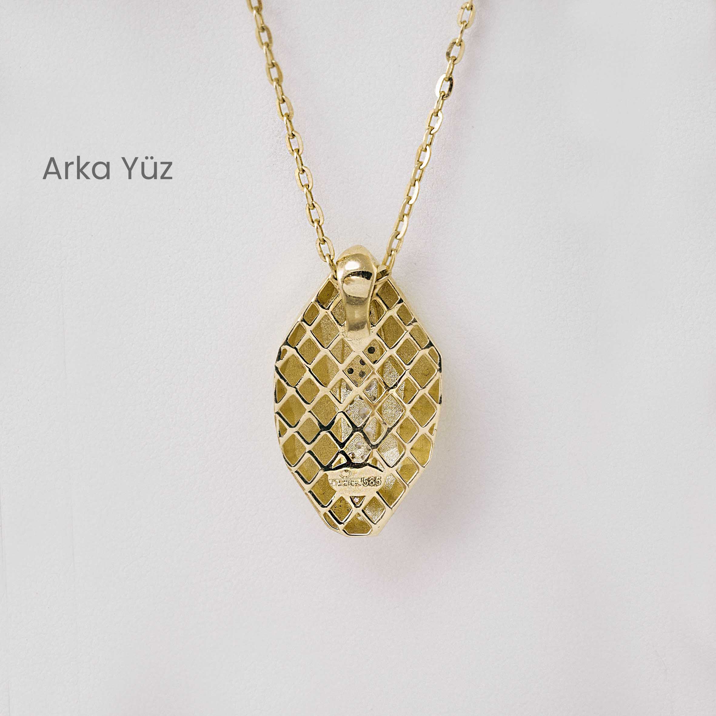 Zincir Kolye 14 Ayar Modern Kesim Taşlı Kolye