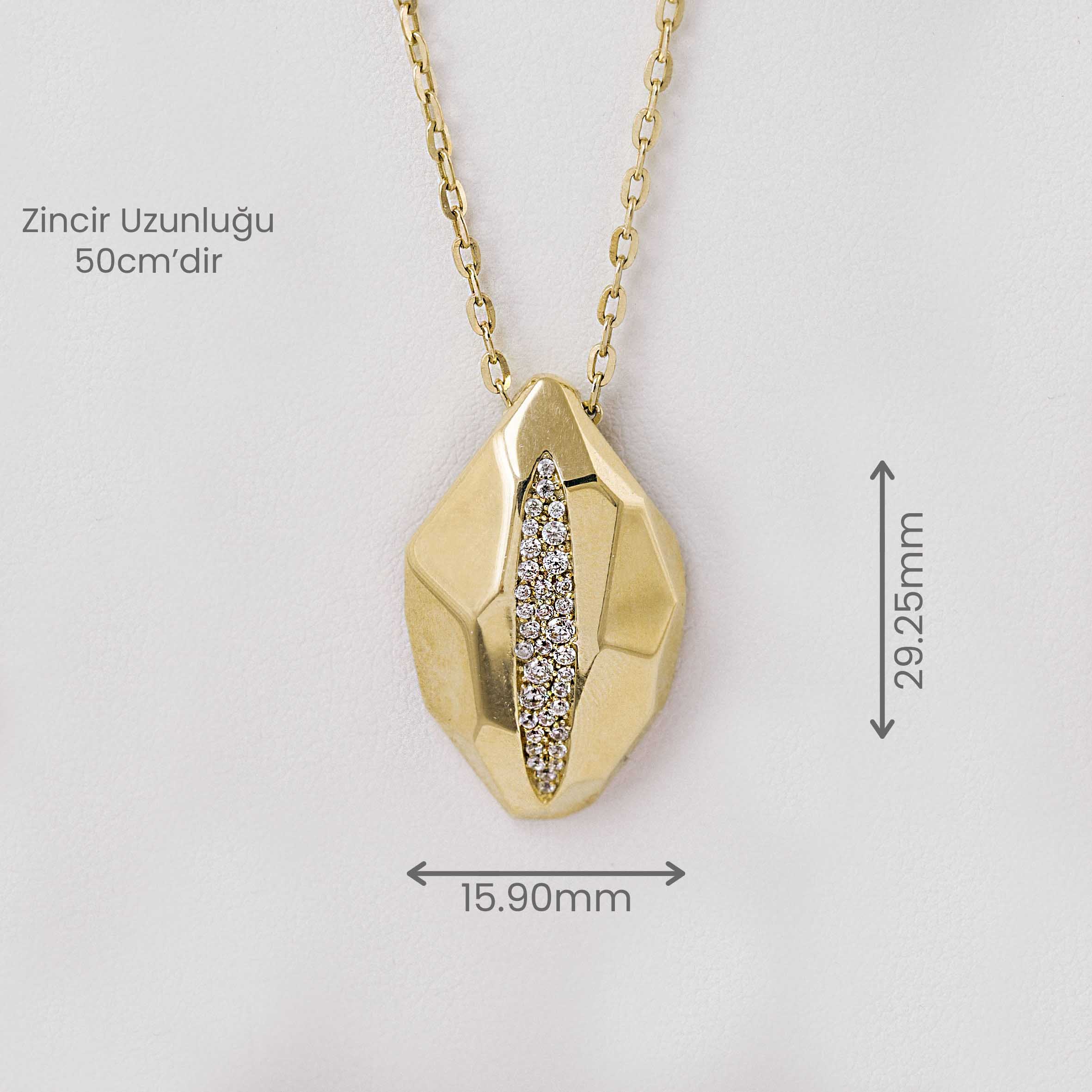 Zincir Kolye 14 Ayar Modern Kesim Taşlı Kolye