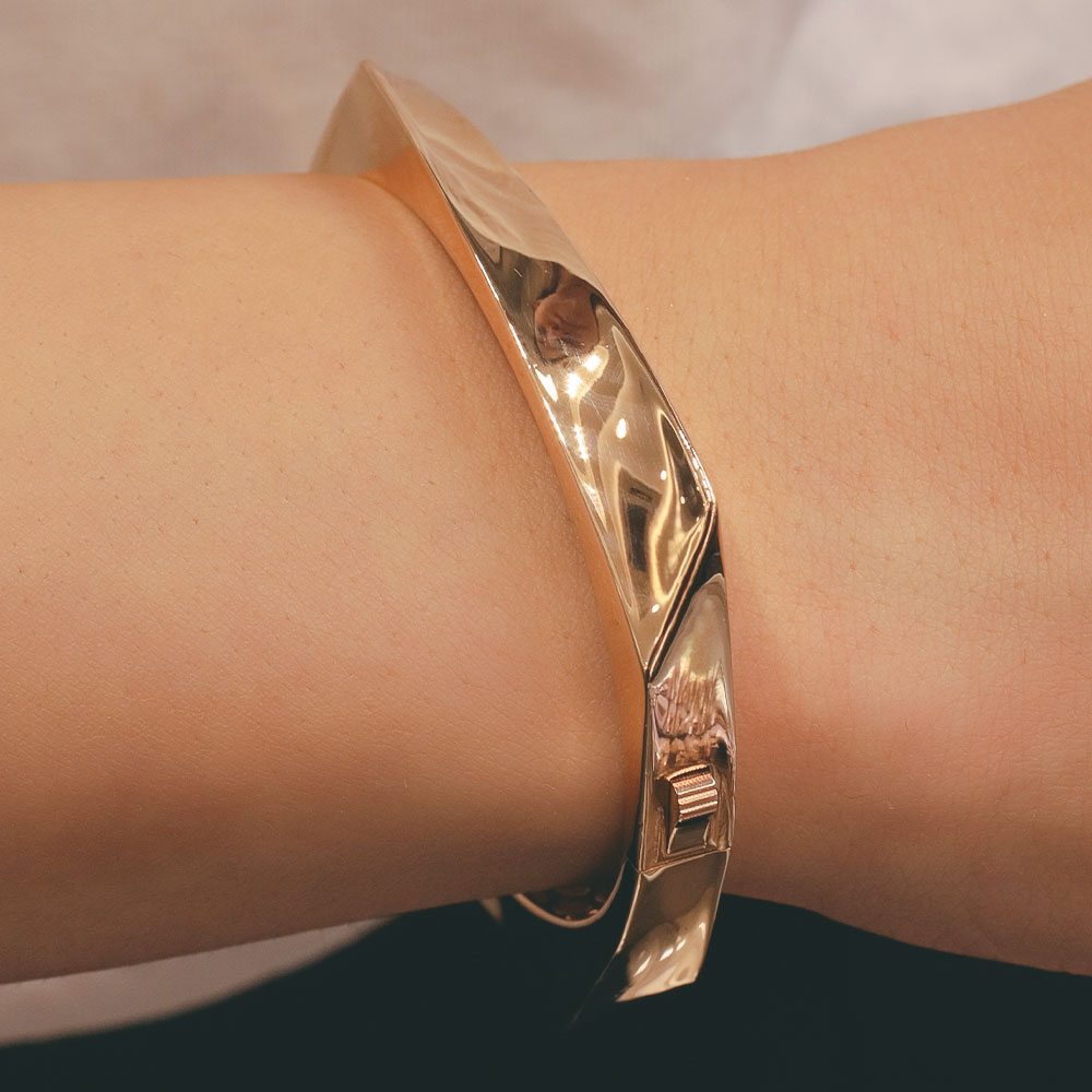 14 Ayar Modern Kıvrımlı Rose Altın Bileklik