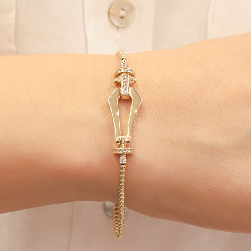 14 Ayar Özel Tasarım Taş Detaylı Altın Bileklik