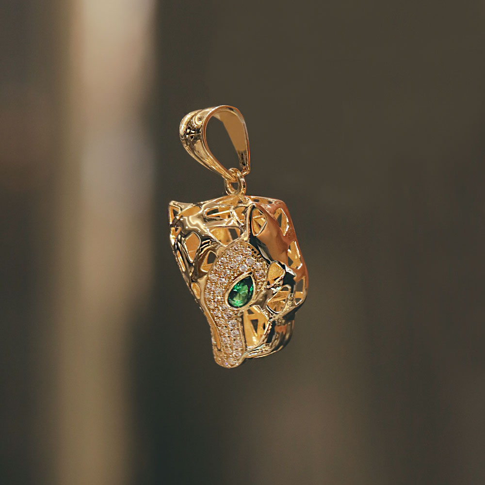 14 Ayar Panter Başlı Özel Tasarım Altın Kolye Ucu