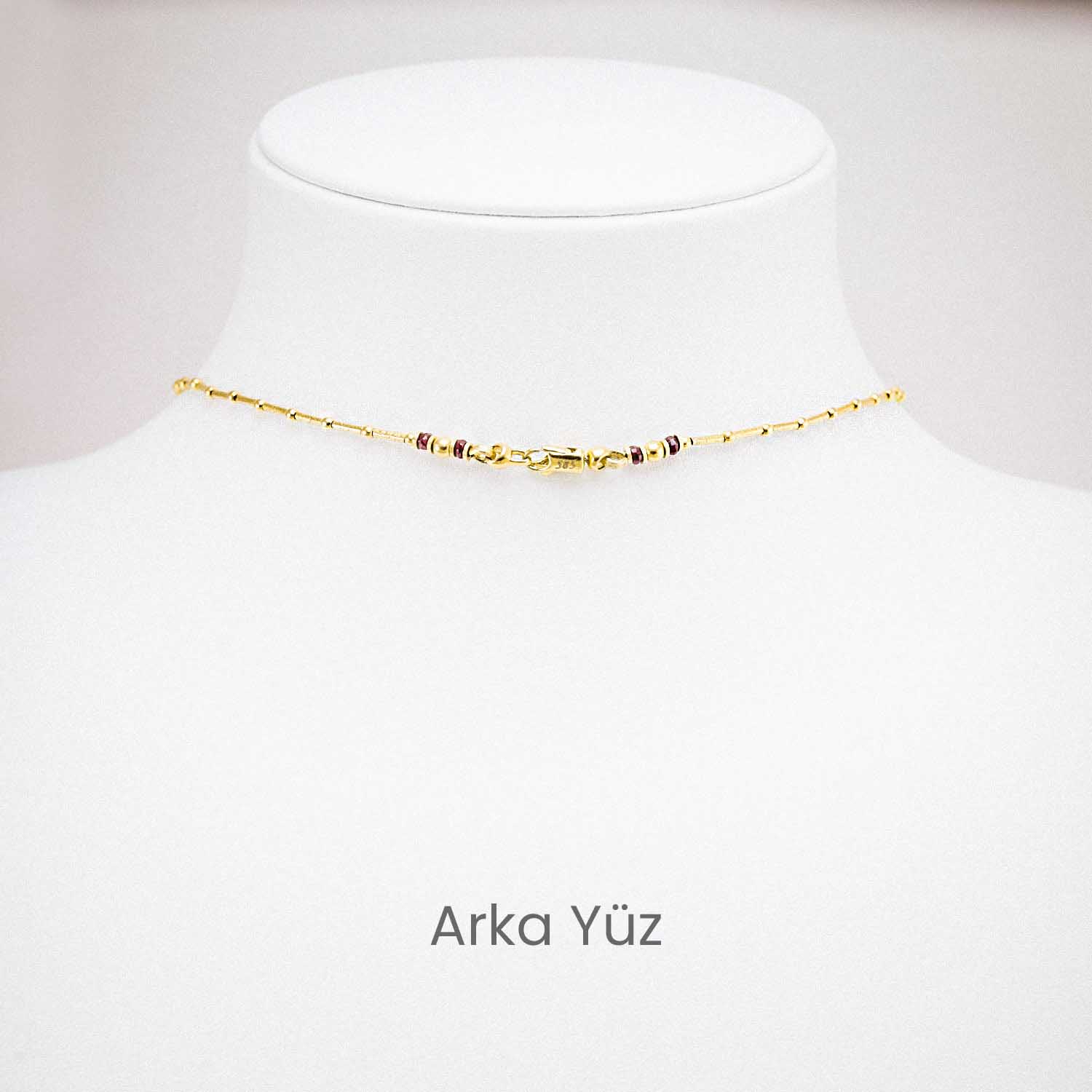 14 Ayar Renkli Taşlı Etnik Motifli Kolye