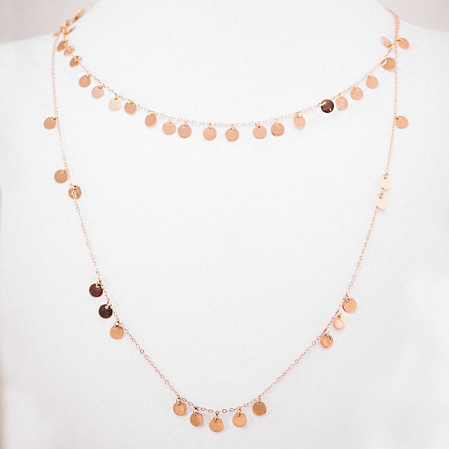 Zincir Kolye 14 Ayar Rose Altın Halkalı İki Sıralı Kolye