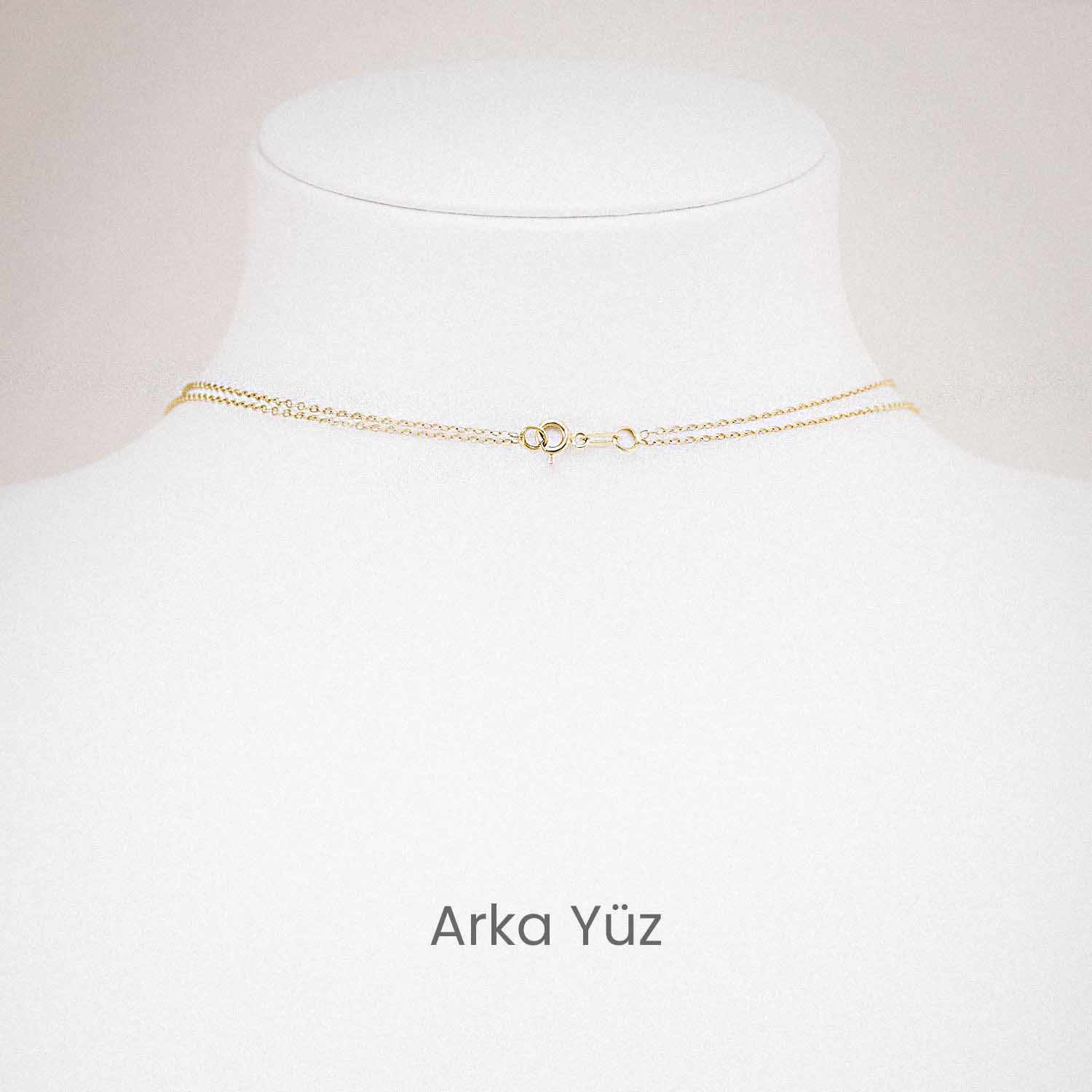 Zincir Kolye 14 Ayar Rose Altın Halkalı İki Sıralı Kolye