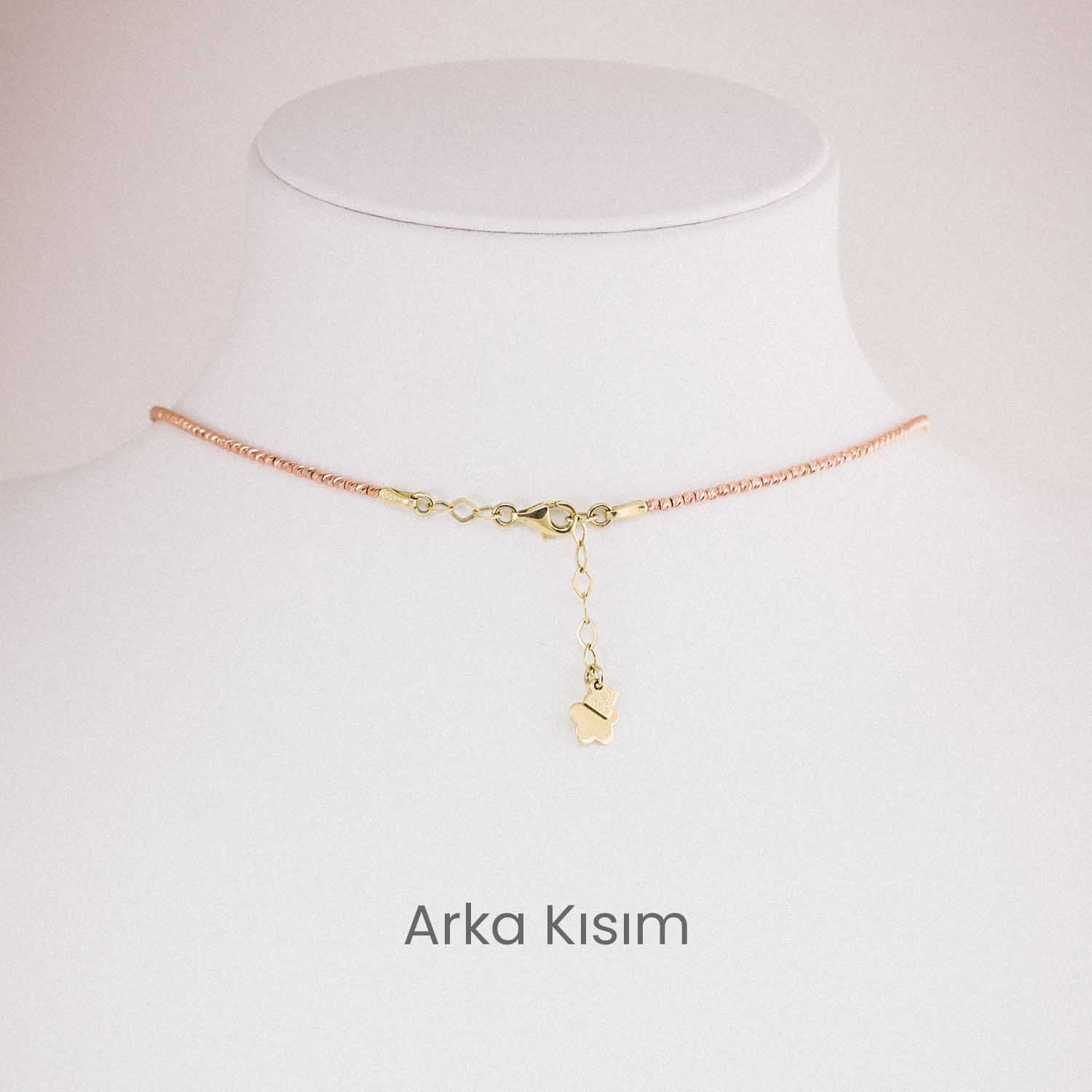 14 Ayar Rose Altın Sarmal Dorika Zincir EMA Kolye