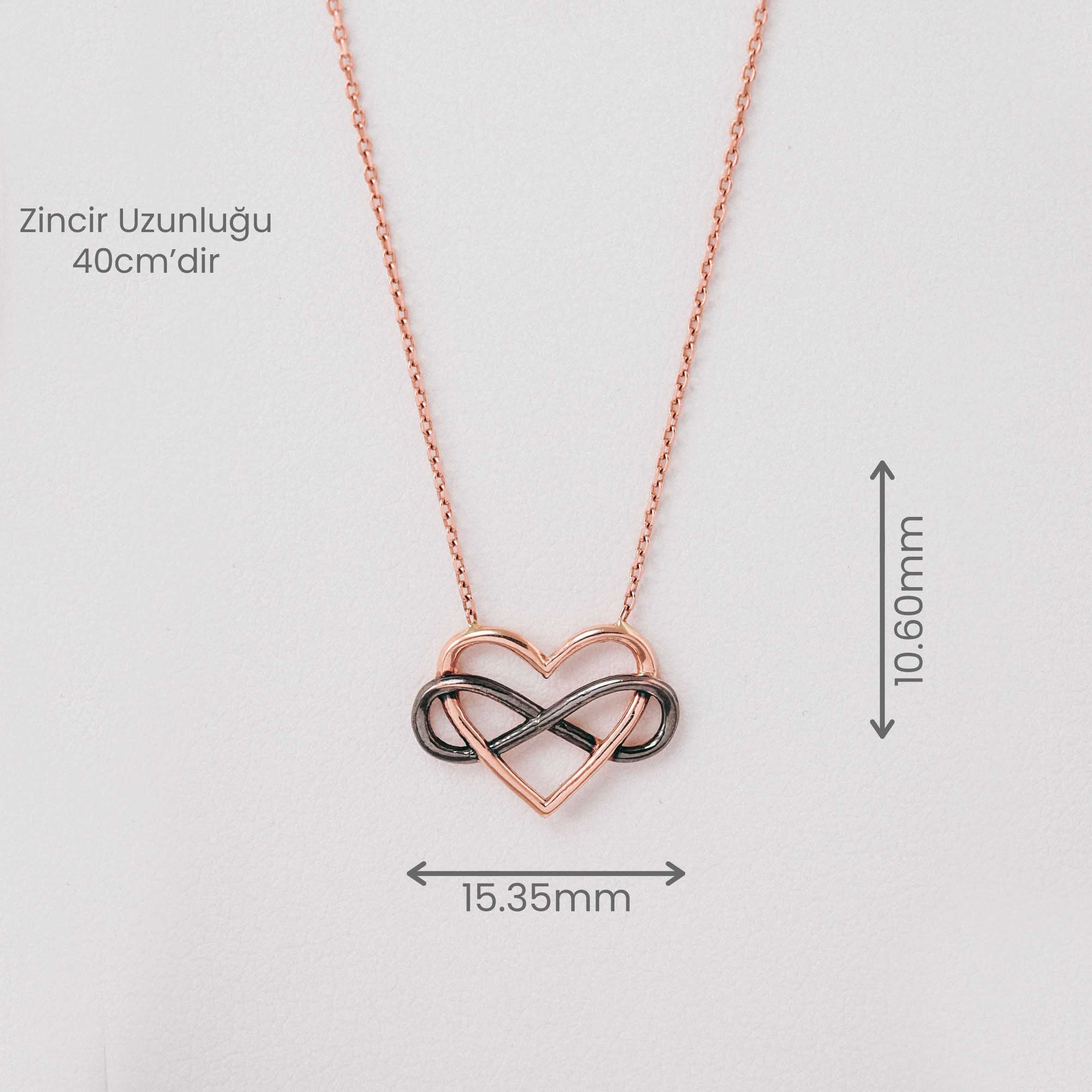 14 Ayar Rose Altın Sonsuzluk Figürlü Kalp Kolye