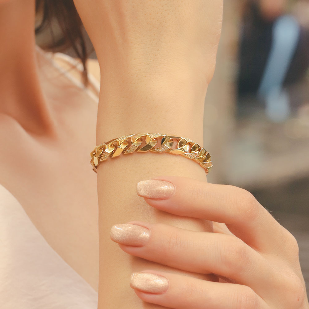 Trend Bileklik 14 Ayar Taş Detaylı Gurmet Model Altın EMA Bileklik