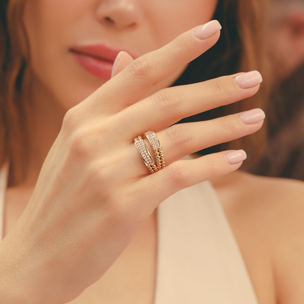 14 Ayar Taş Detaylı Modern Tasarım Yüzük