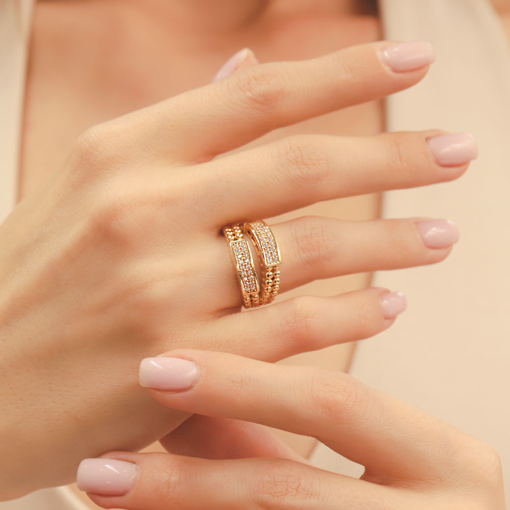 14 Ayar Taş Detaylı Modern Tasarım Yüzük