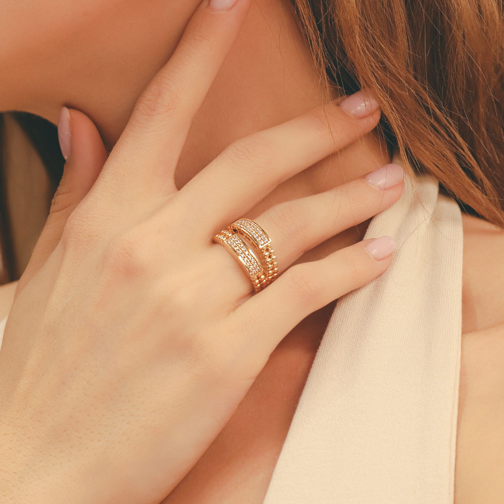 14 Ayar Taş Detaylı Modern Tasarım Yüzük