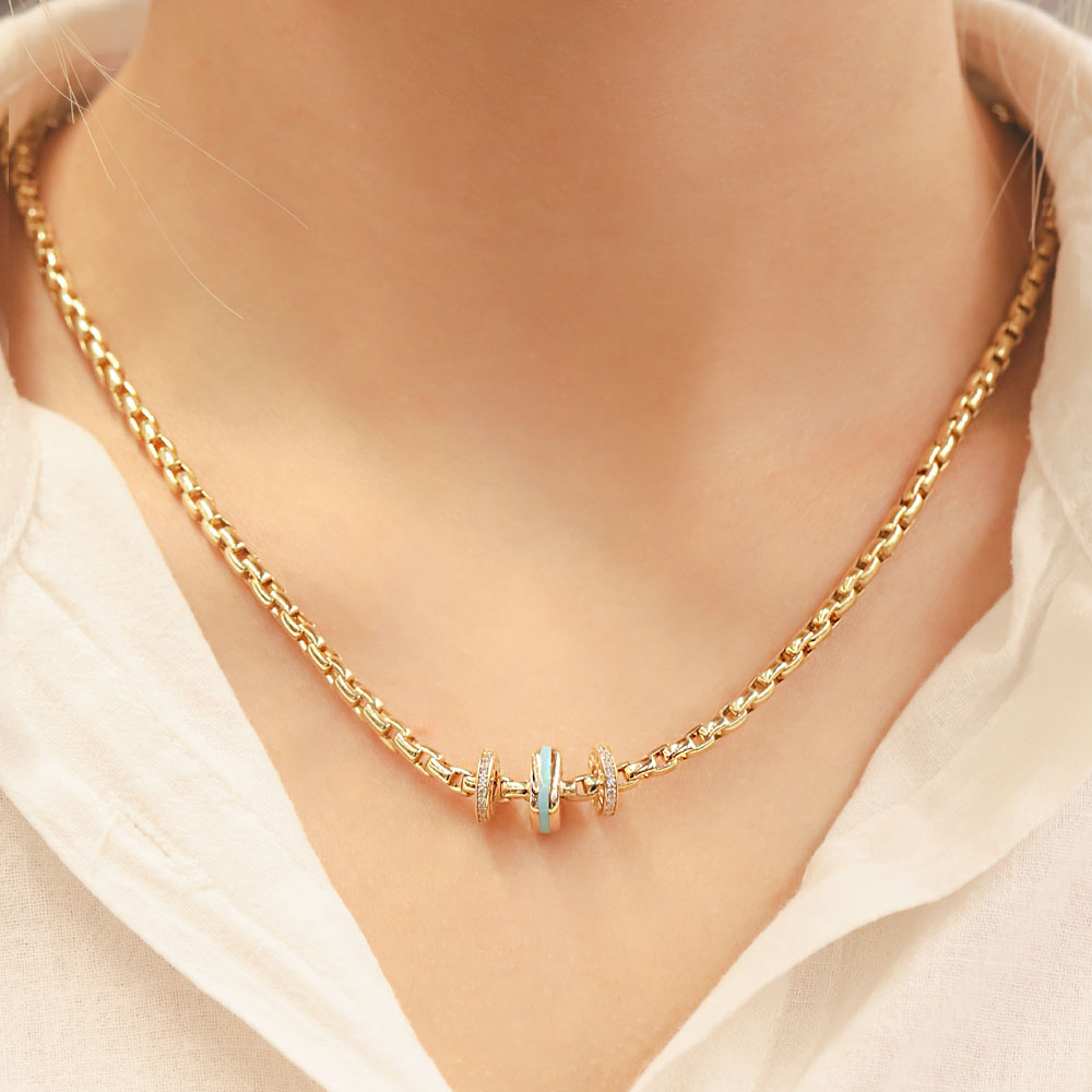 14 Ayar Taş Detaylı Özel Tasarım Altın Kolye