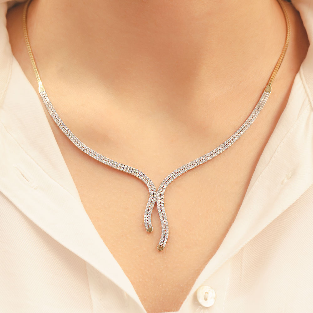 14 Ayar Taşlı Su Yolu Set Gerdanlığı