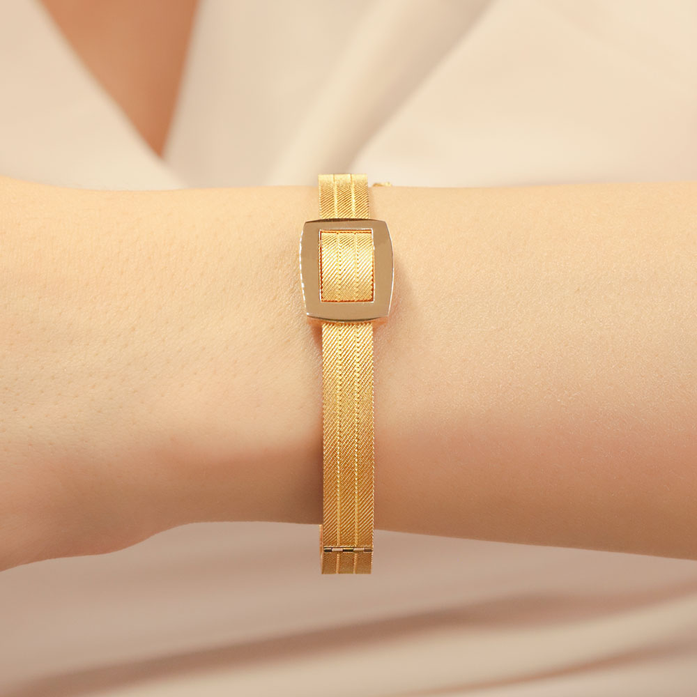 14 Ayar Trabzon Hasır Kilitli Altın Kelepçe Bileklik