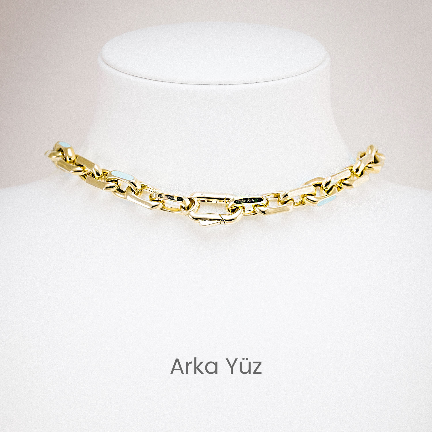 14 Ayar Turkuaz Mine Detaylı Modern Altın Kolye