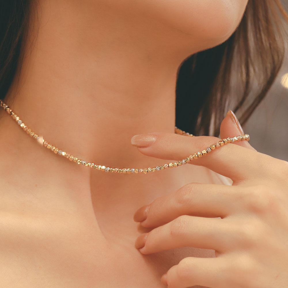 14 Ayar Üç Renk Dorika Altın Zincir Kolye