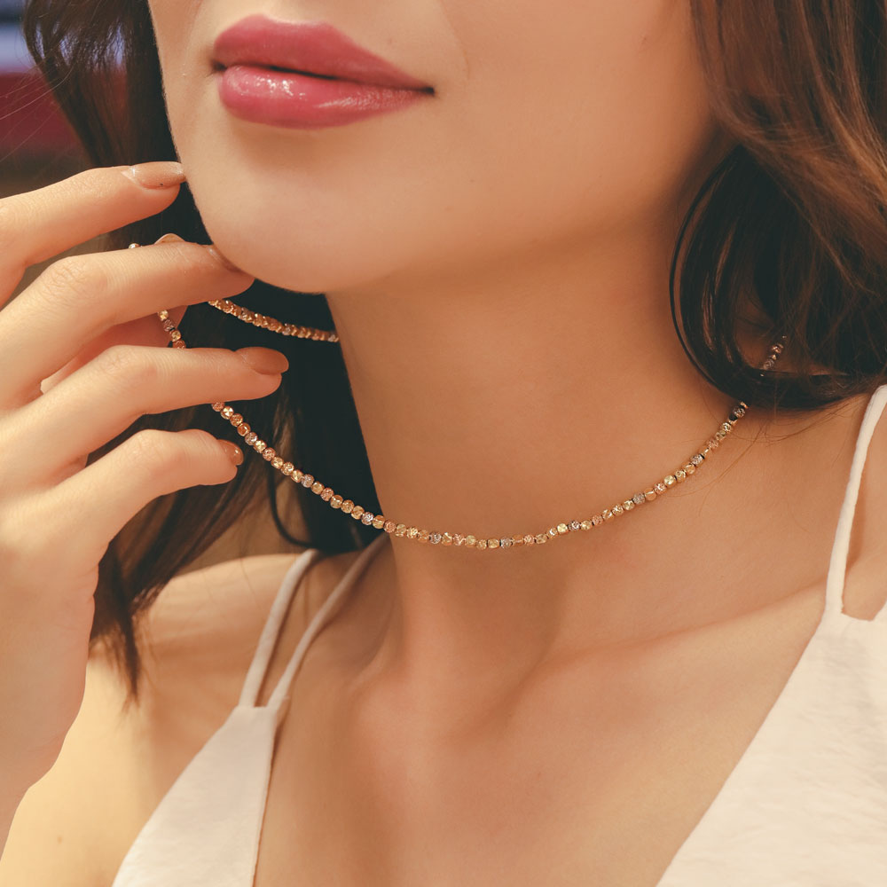 14 Ayar Üç Renk Dorika Altın Zincir Kolye