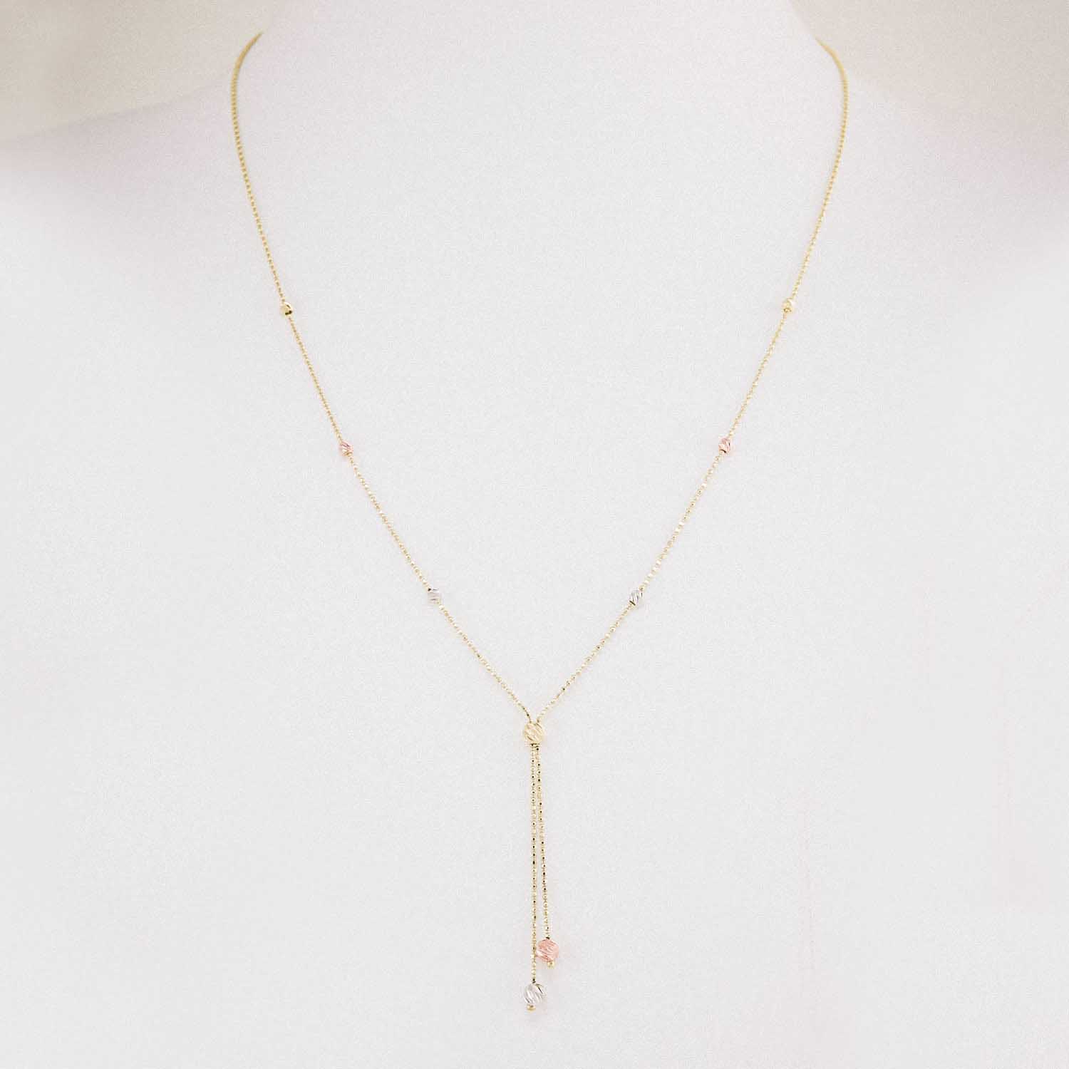 14 Ayar Üç Renk Dorika Detaylı Sallantılı Altın 