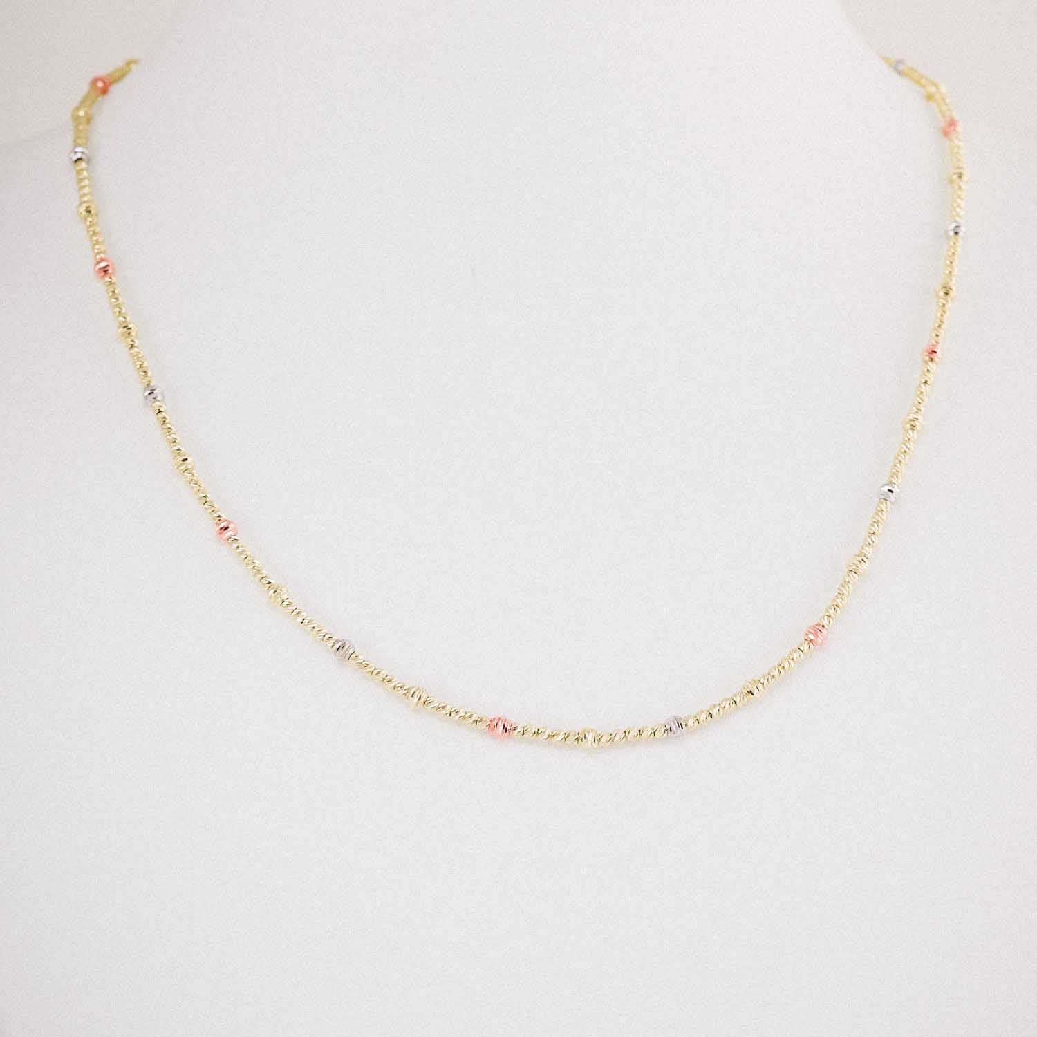 14 Ayar Üç Renk Dorika Zincir Altın Kolye