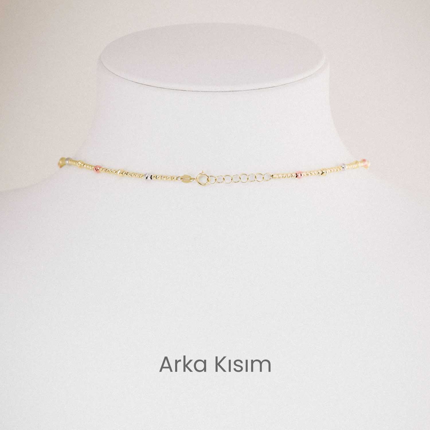 14 Ayar Üç Renk Dorika Zincir Altın Kolye