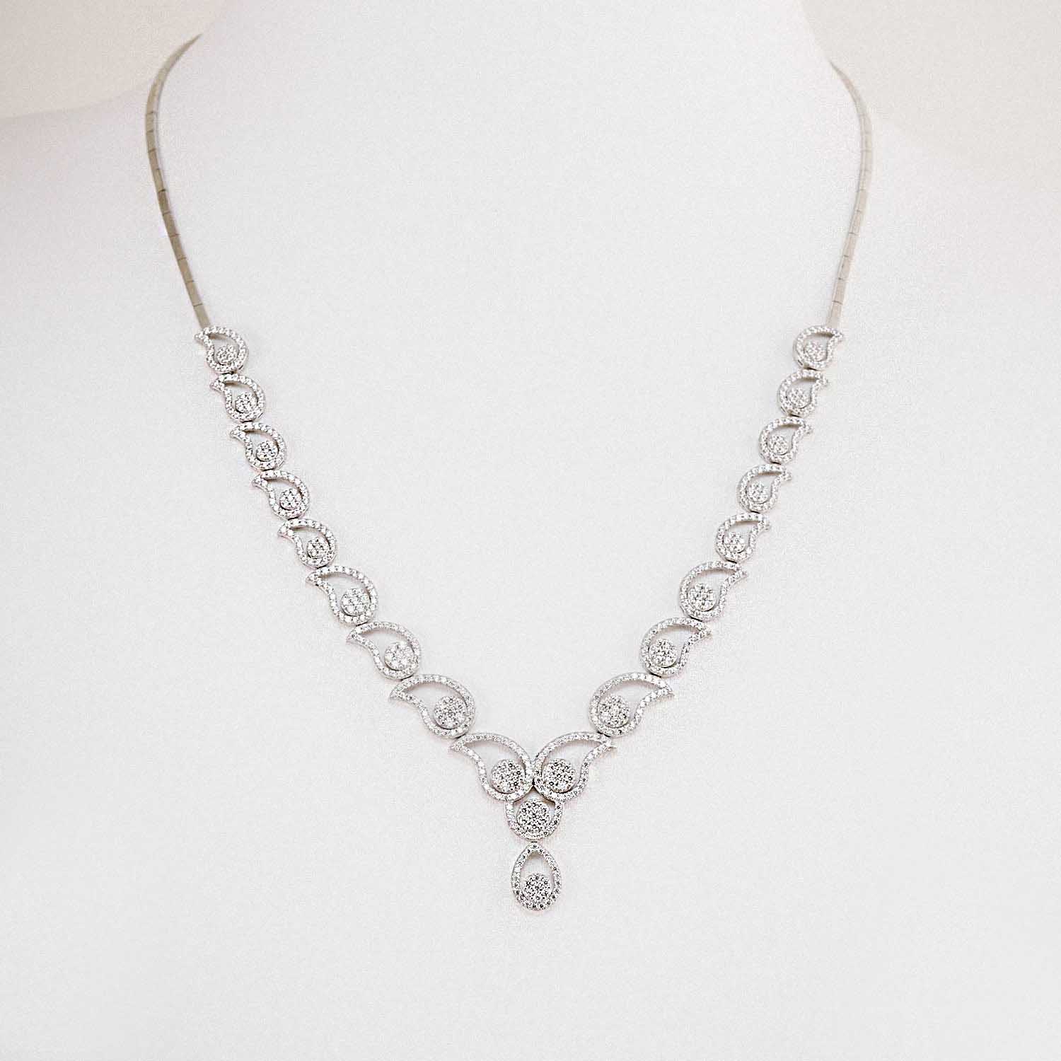 14 Ayar Zirkon Taşlı Fantezi Düğün Set Gerdanlığı