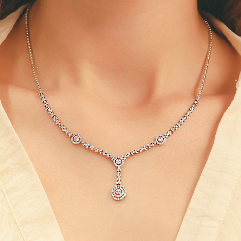 14 Ayar Zirkon Taşlı Fantezi Set Gerdanlığı