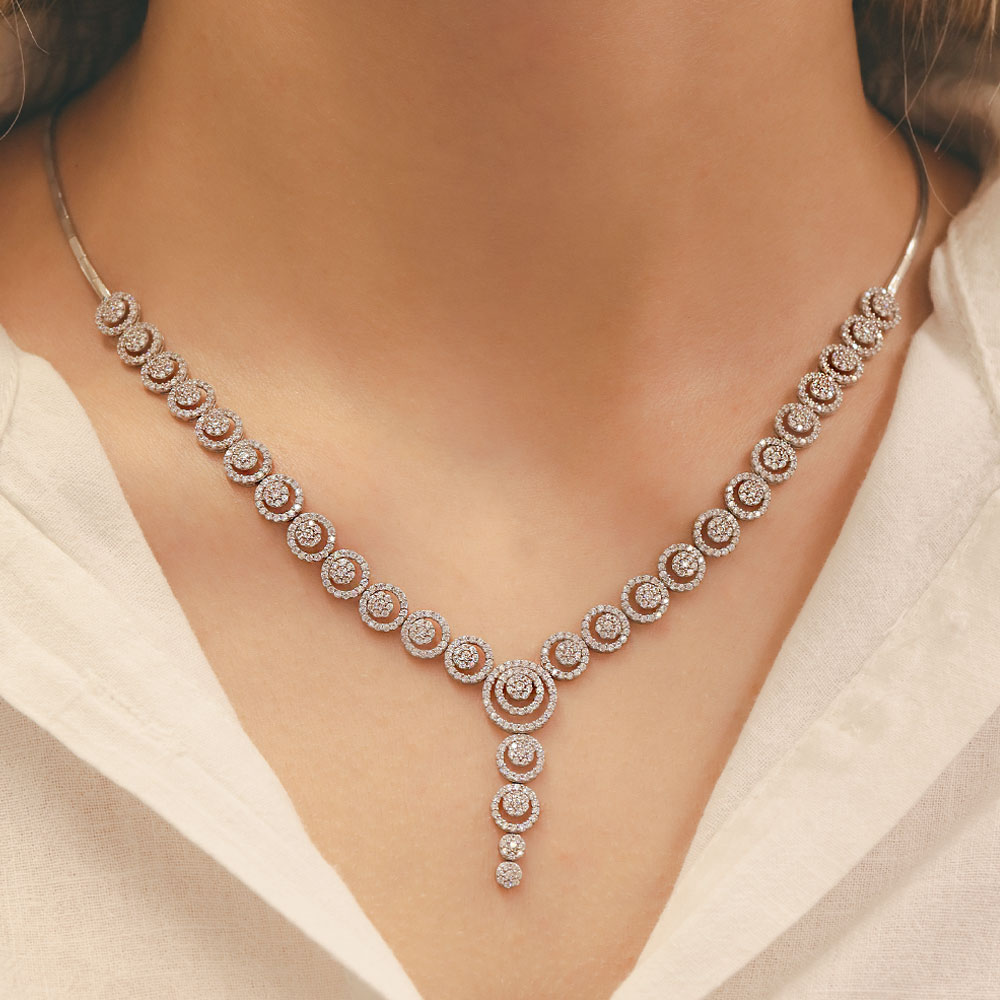 14 Ayar Zirkon Taşlı Fantezi Set Gerdanlığı
