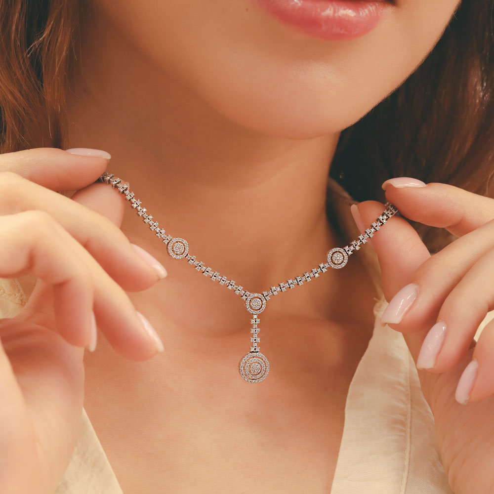 14 Ayar Zirkon Taşlı Fantezi Set Gerdanlığı