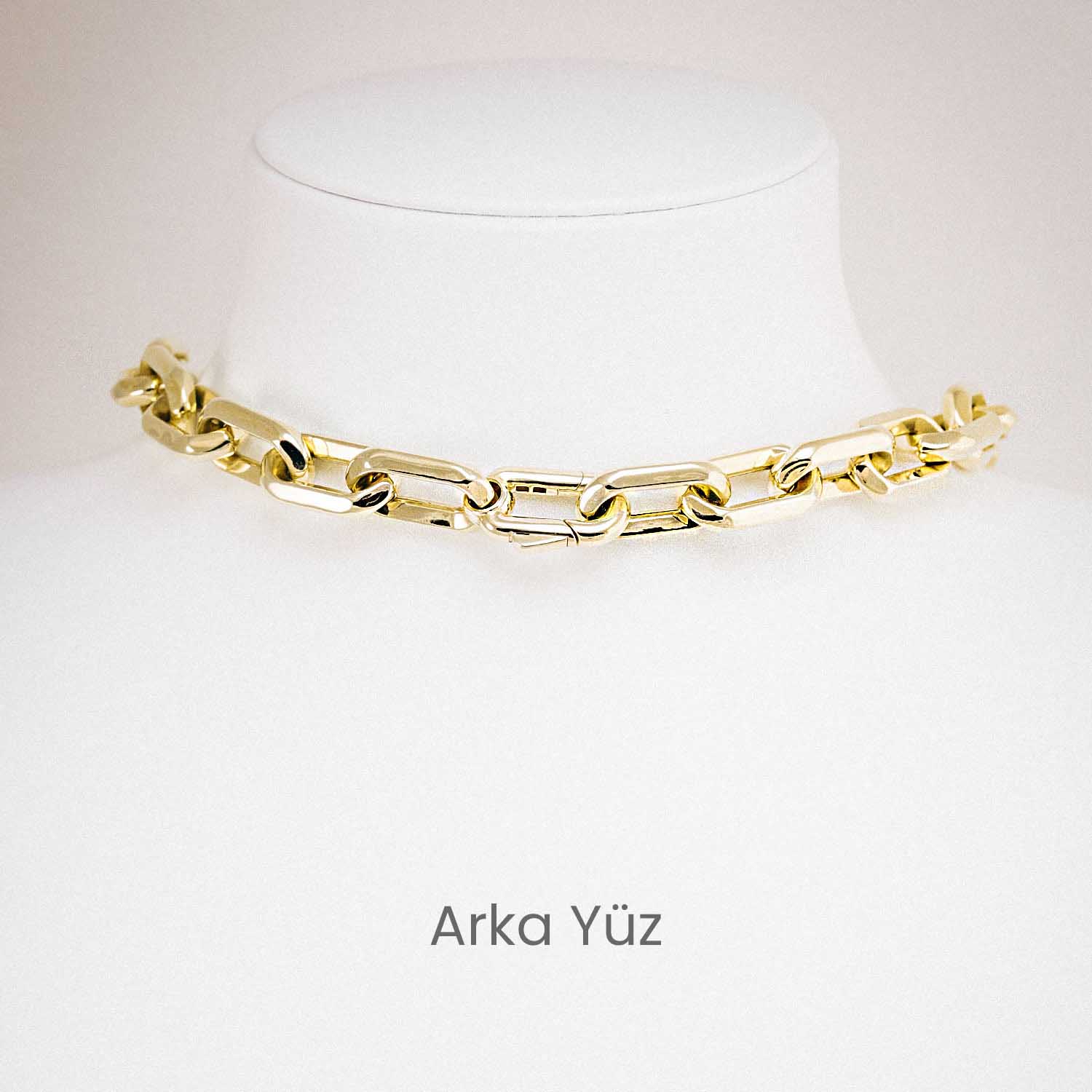 14 Ayar Zirkon Taşlı Kalın Zincir Altın Kolye