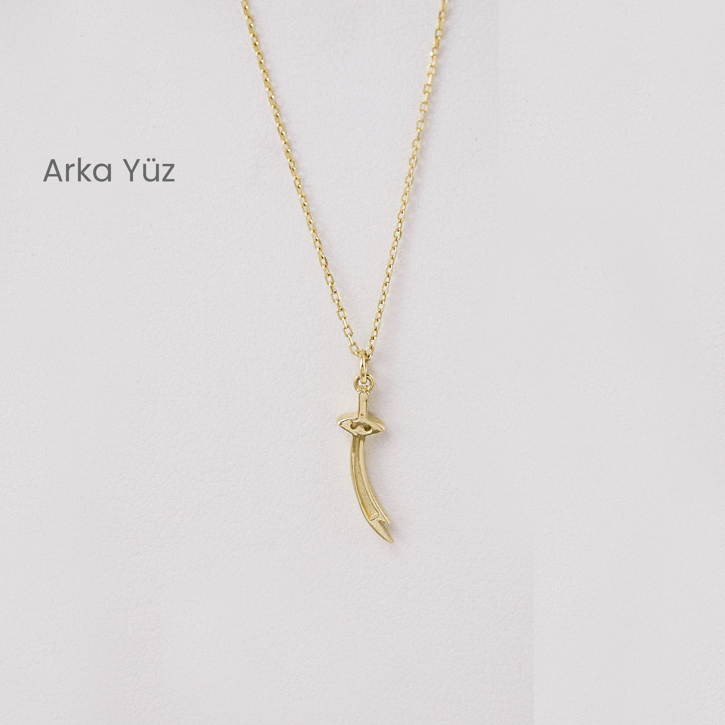 14 Ayar Zirkon Taşlı Kılıç Kolye