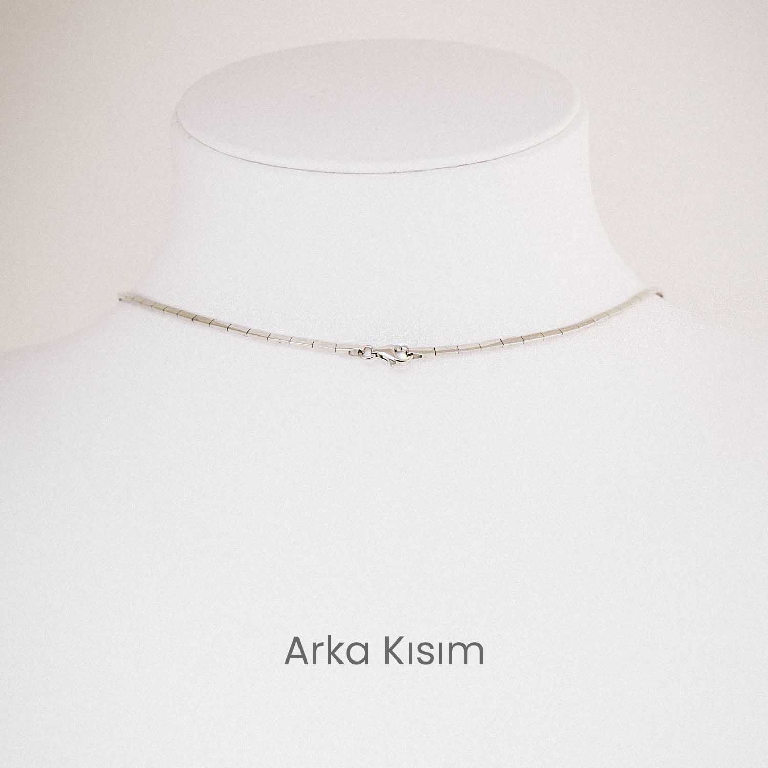 14 Ayar Zirkon Taşlı Üç Sıralı Su Yolu Fiyonk Set Gerdanlığı