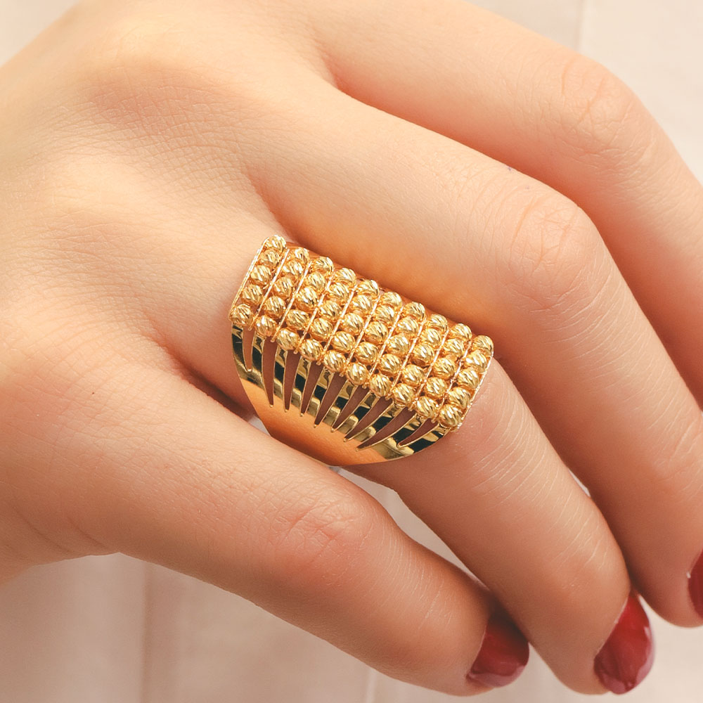 22 Ayar Yüzük 22 Ayar 10 Sıra Dorika Toplu Altın Yüzük