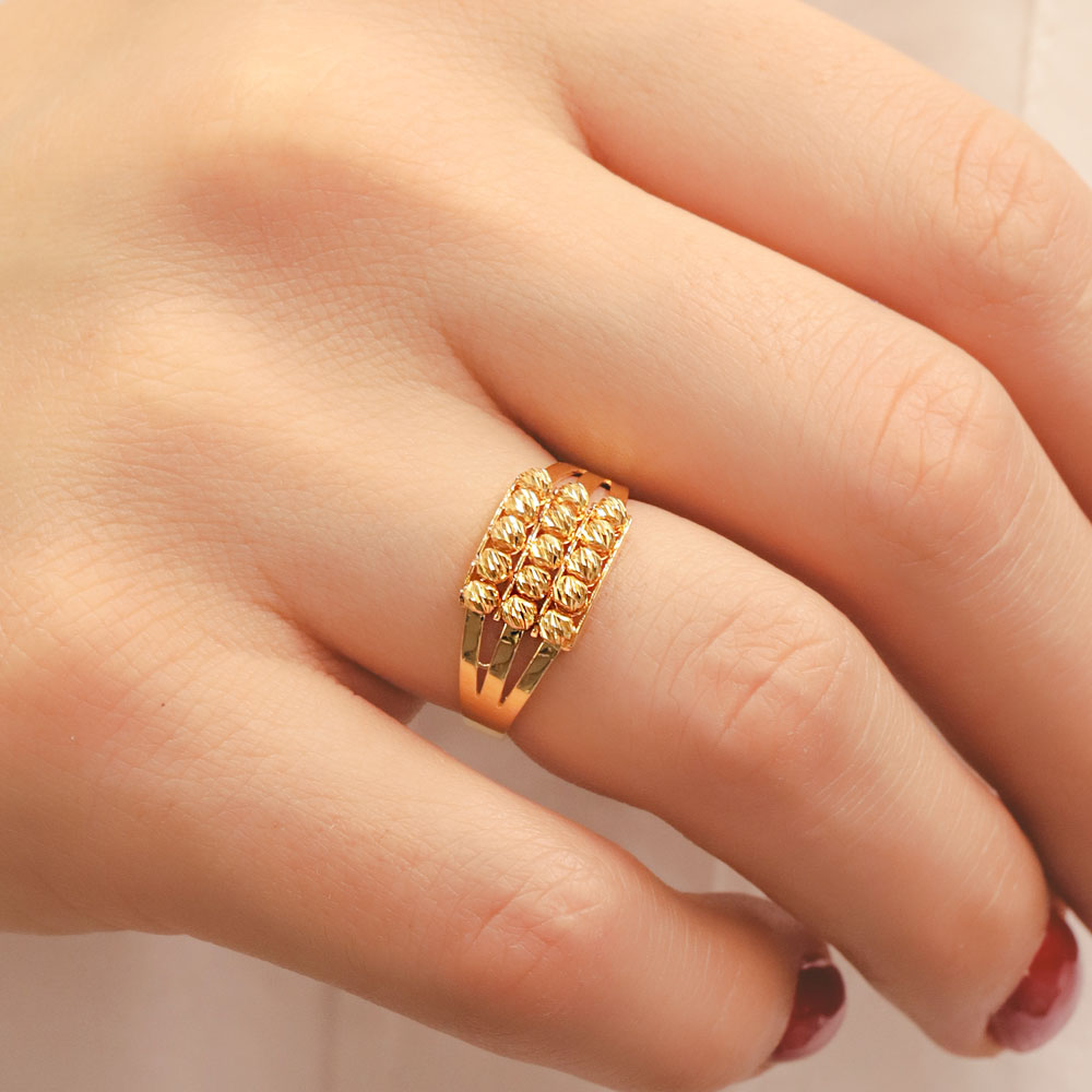 22 Ayar 3 Sıra Dorika Toplu Altın Yüzük