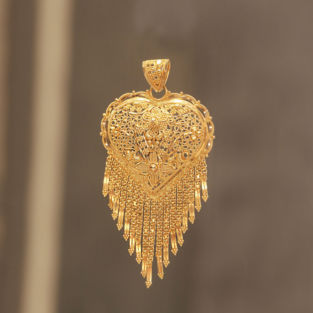 22 Ayar Altın Hint İşi Kalp Kolye Ucu