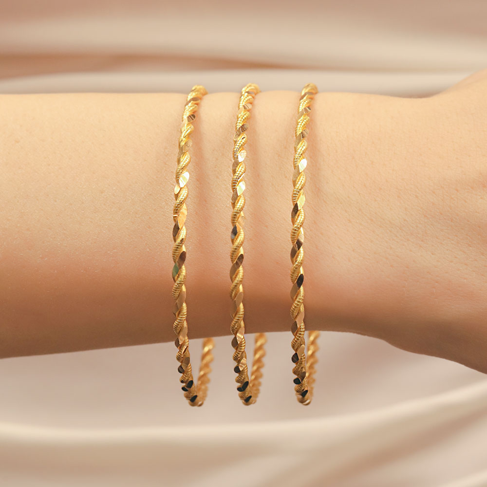 22 Ayar Altın Kılavuz İkili Burma Bilezik