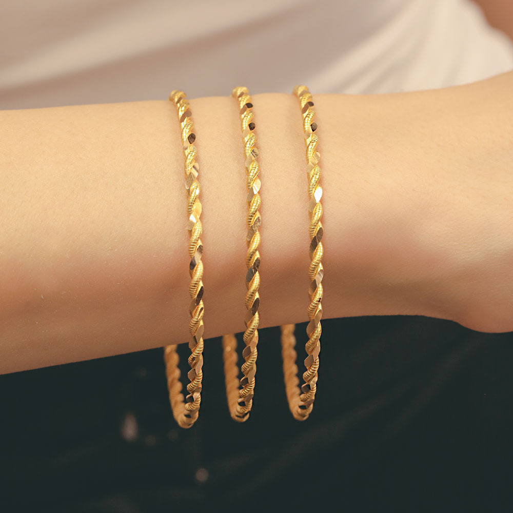 22 Ayar Altın Kılavuz İkili Burma Bilezik