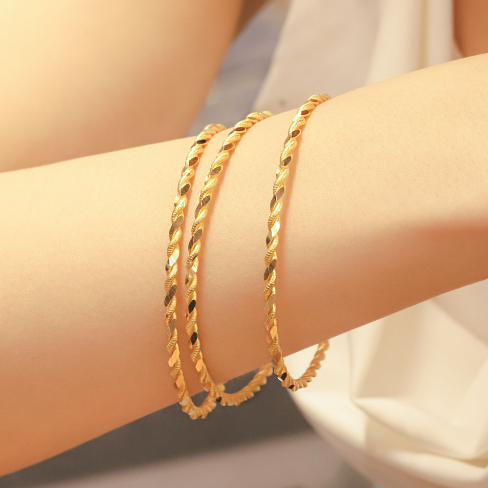 22 Ayar Altın Kılavuz İkili Burma Bilezik