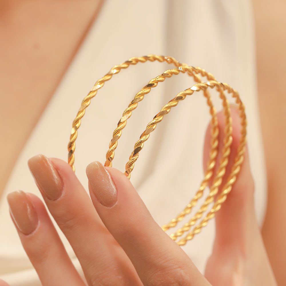 22 Ayar Altın Kılavuz İkili Burma Bilezik