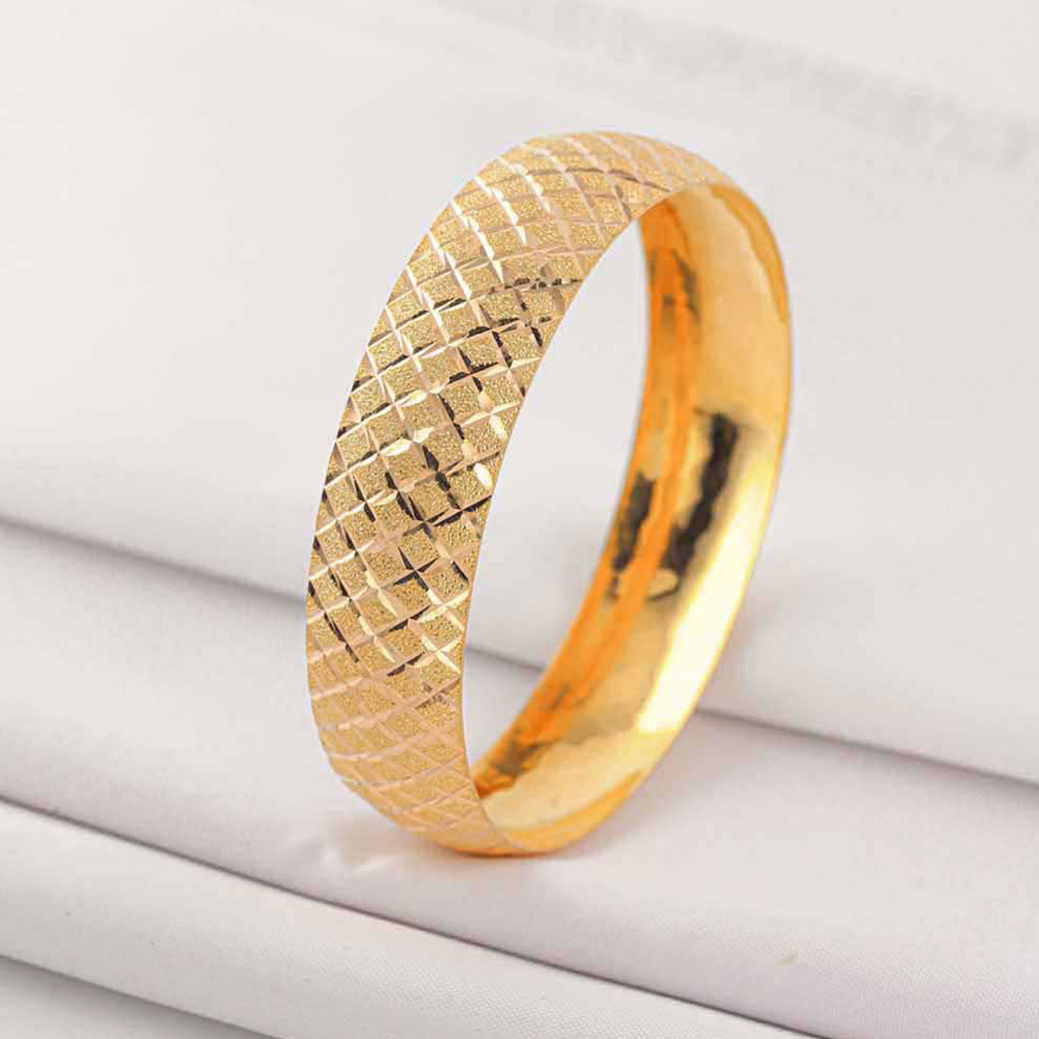 22 Ayar Altın Bilezik 22 Ayar Altın Lazerli Kristal Baklava Bilezik