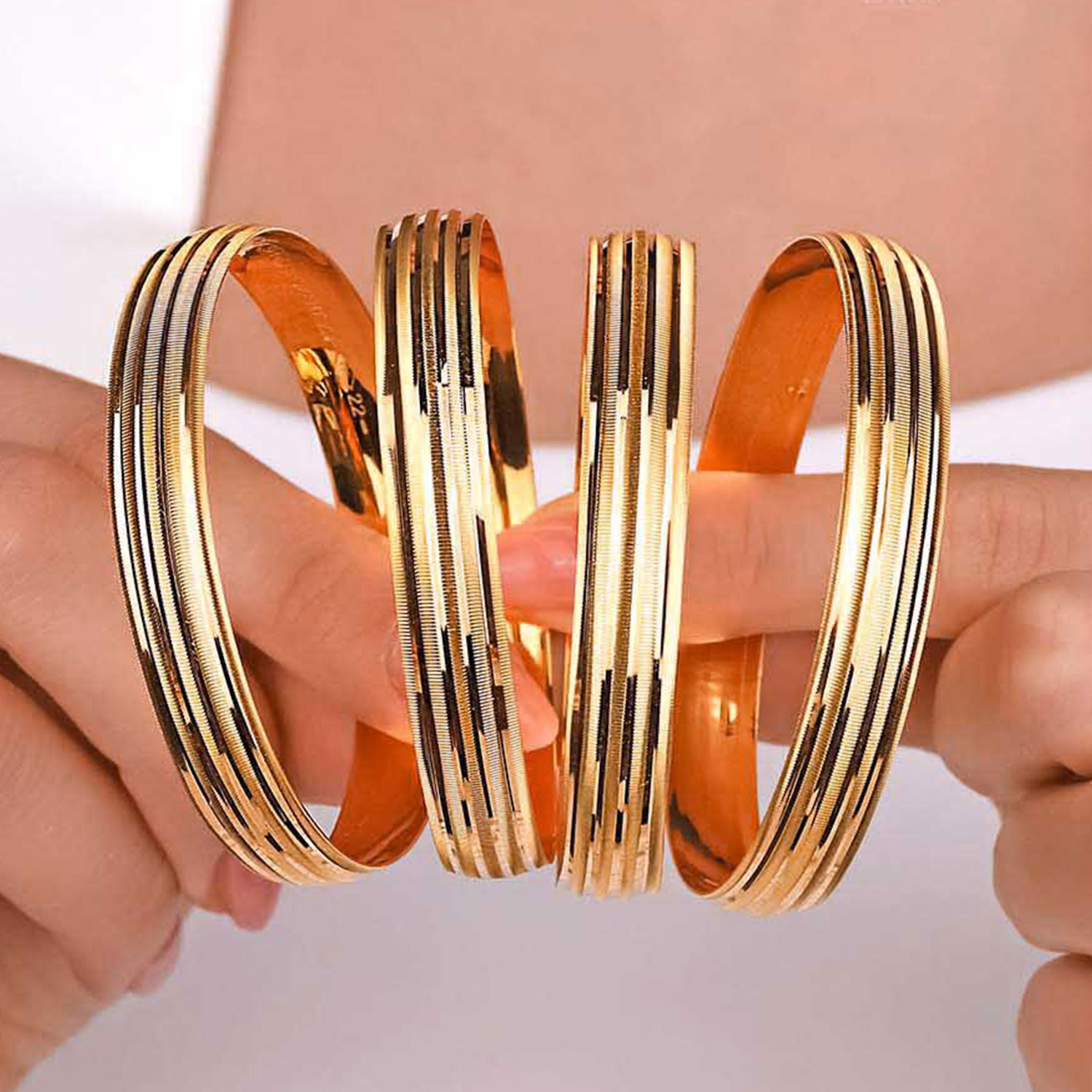 22 Ayar Altın Oluklu Bilezik