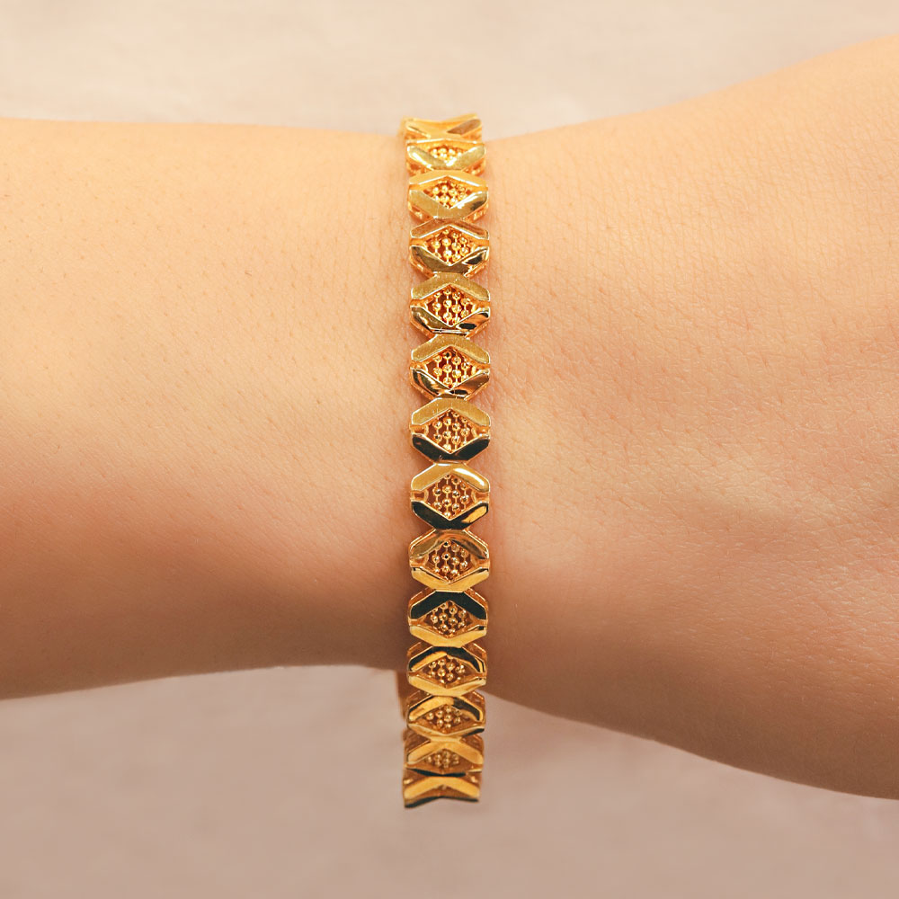 22 Ayar Altın Örgü Desenli Bileklik