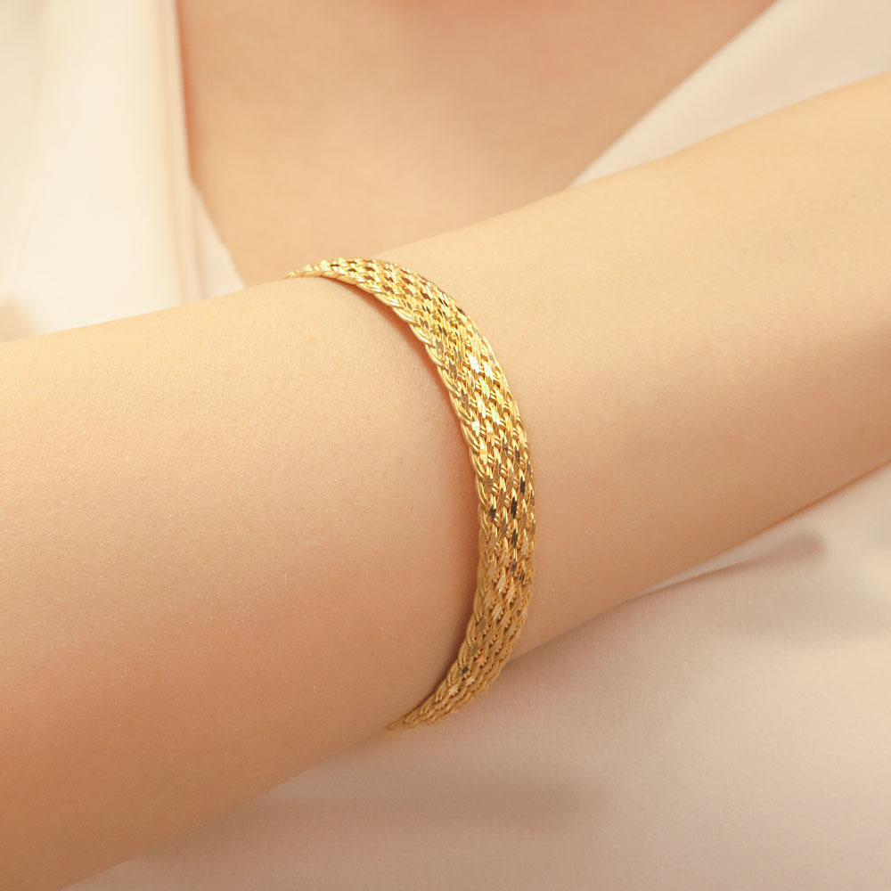 22 Ayar Altın Sepet Örgü Bilezik