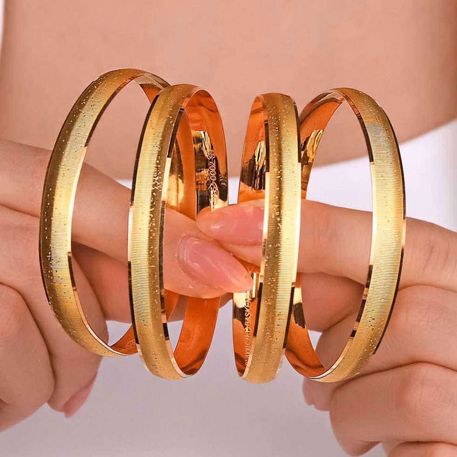 22 Ayar Altın Simli Mat Bilezik