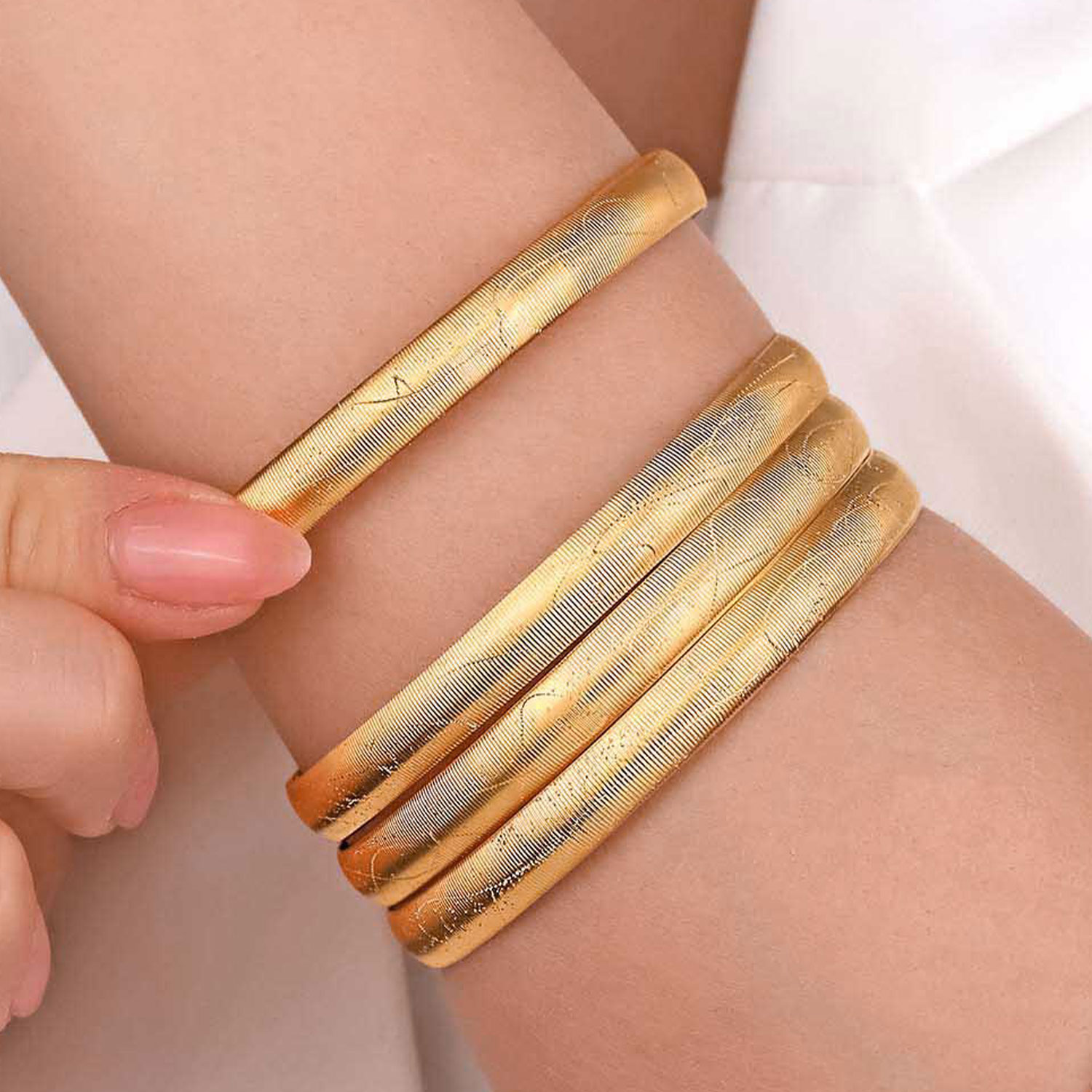 22 Ayar Altın Simli Mat Bilezik