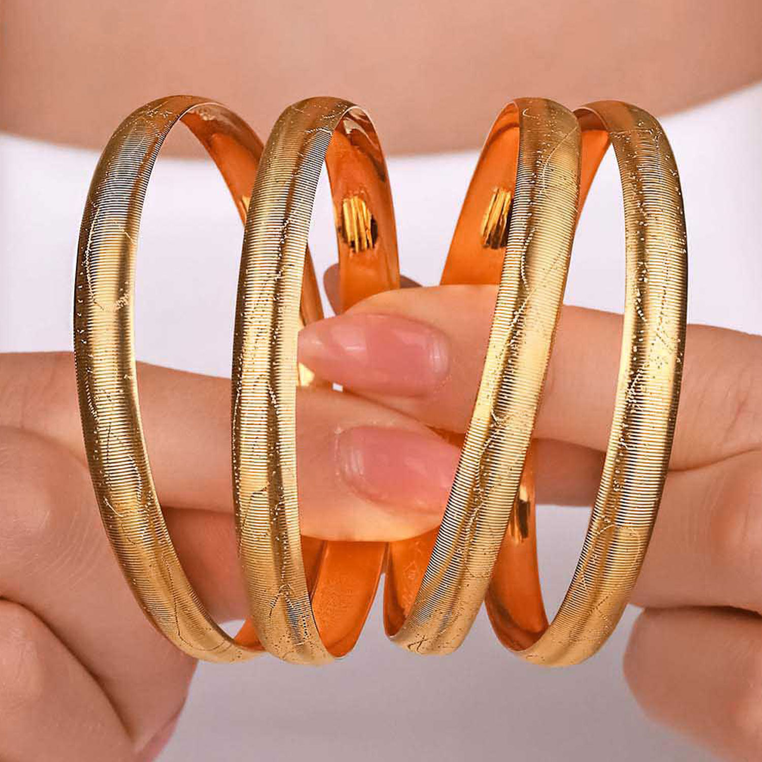 22 Ayar Altın Simli Mat Bilezik