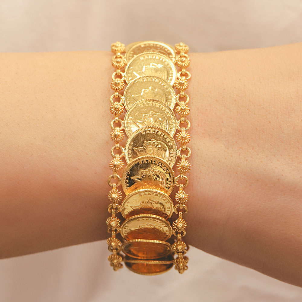 22 Ayar Bileklik ve Kelepçe 22 Ayar Ata Çeyrekli Altın Bileklik