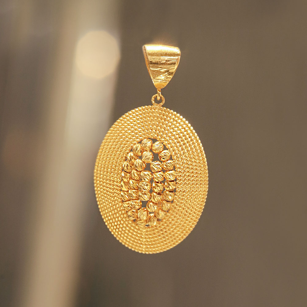 22 Ayar Beypazarı İşçiliği Dorikalı Oval Altın Kolye Ucu