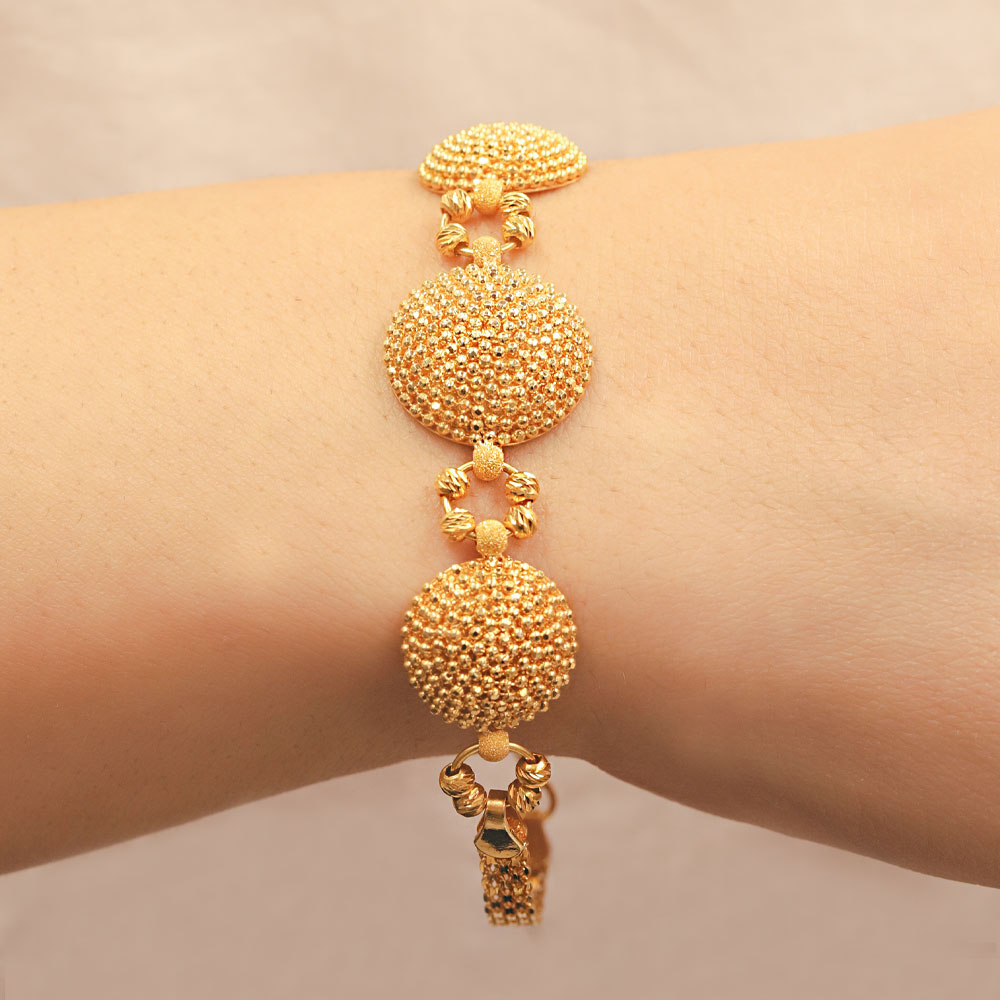 22 Ayar Bombeli Dorika Top Desenli Altın Bilezik