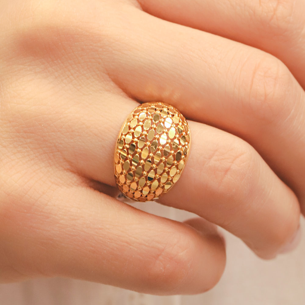 22 Ayar Yüzük 22 Ayar Bombeli File Desenli Altın Yüzük