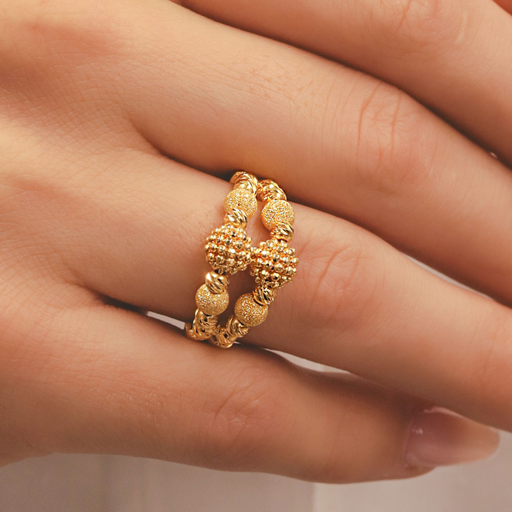 22 Ayar Çift Sıra Dorikalı Altın Yüzük